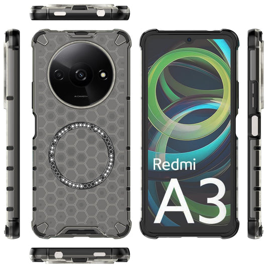 Husa MagSafe pentru Xiaomi Redmi A3x / A3, Techsuit, HoneyComb Shield, Neagra