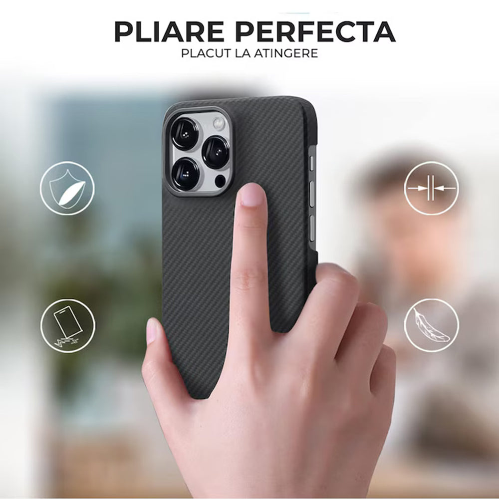 Husa MagSafe pentru Apple iPhone 17 Pro Max, Techsuit, Aramid Fiber, Neagra