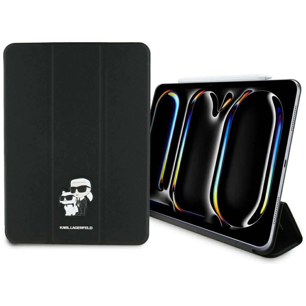 Husa pentru Apple iPad Pro 11 (2024), Karl Lagerfeld, Saffiano Karl & Choupette, Neagra