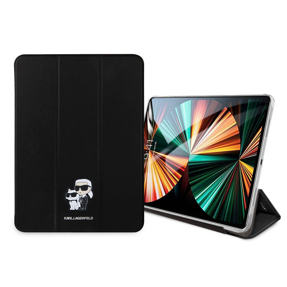 Husa pentru Apple iPad Pro 13 (2024), Karl Lagerfeld, Saffiano Karl & Choupette, Neagra
