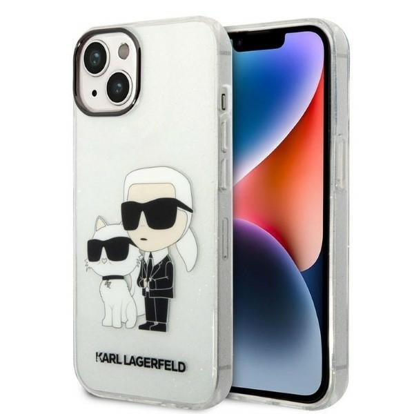 Husa pentru Apple iPhone 14 Plus, Karl Lagerfeld, Glitter Karl & Choupette, Transparenta