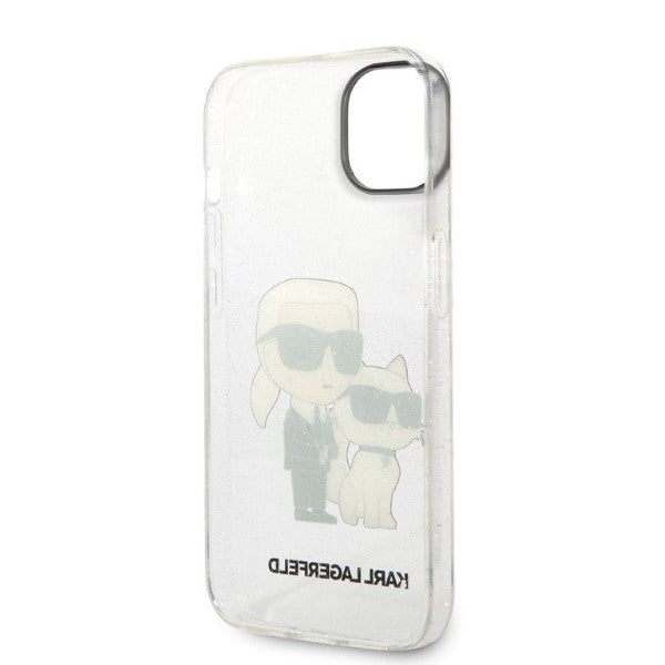 Husa pentru Apple iPhone 14 Plus, Karl Lagerfeld, Glitter Karl & Choupette, Transparenta