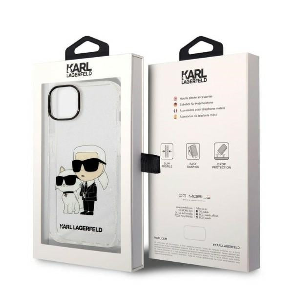 Husa pentru Apple iPhone 14 Plus, Karl Lagerfeld, Glitter Karl & Choupette, Transparenta
