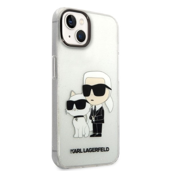 Husa pentru Apple iPhone 14 Plus, Karl Lagerfeld, Glitter Karl & Choupette, Transparenta