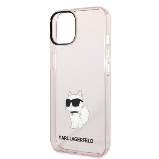 Husa pentru Apple iPhone 14 Plus, Karl Lagerfeld, Ikonik Choupette, Roz