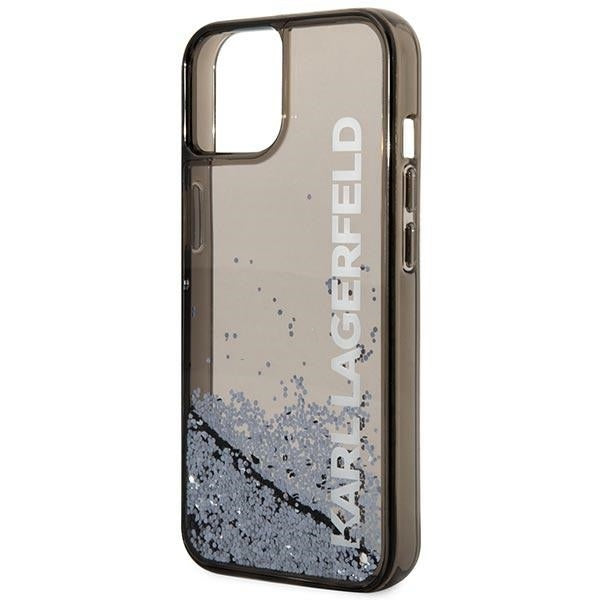 Husa pentru Apple iPhone 14 Plus, Karl Lagerfeld, Liquid Glitter KL Logo, Neagra