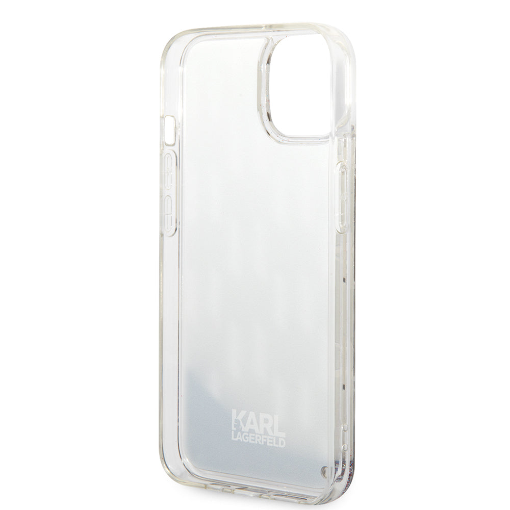 Husa pentru Apple iPhone 14 Plus, Karl Lagerfeld, Liquid Glitter Monogram, Argintie