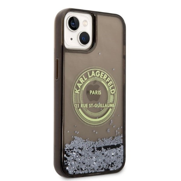Husa pentru Apple iPhone 14 Plus, Karl Lagerfeld, Liquid Glitter RSG, Neagra