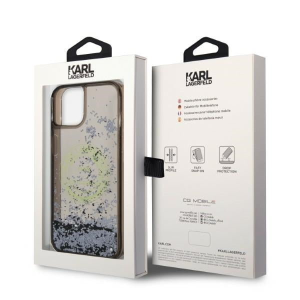 Husa pentru Apple iPhone 14 Plus, Karl Lagerfeld, Liquid Glitter RSG, Neagra