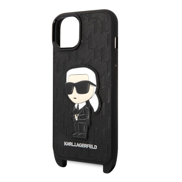 Husa pentru Apple iPhone 14 Plus, Karl Lagerfeld, Monogram Ikonik Karl, Alba