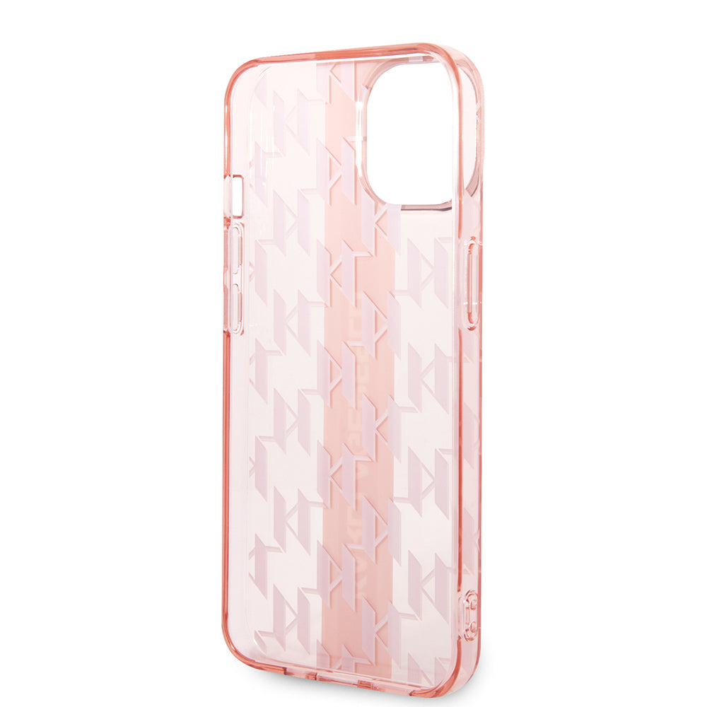 Husa pentru Apple iPhone 14 Plus, Karl Lagerfeld, Monogram Stripe, Roz