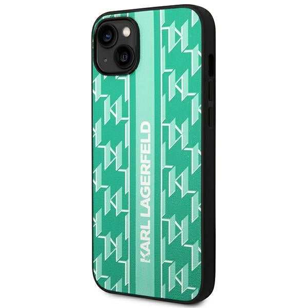 Husa pentru Apple iPhone 14 Plus, Karl Lagerfeld, Monogram Stripe, Verde