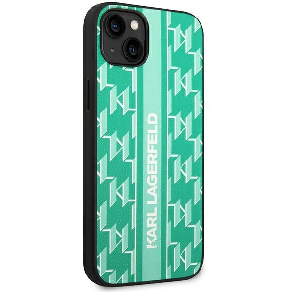 Husa pentru Apple iPhone 14 Plus, Karl Lagerfeld, Monogram Stripe, Verde