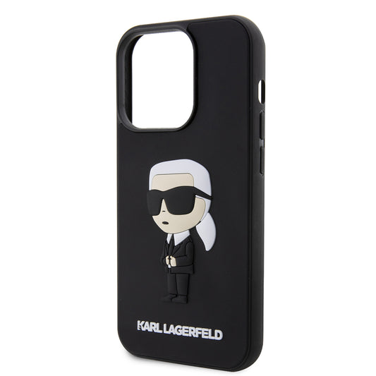 Husa pentru Apple iPhone 14 Pro, Karl Lagerfeld, 3D Rubber Ikonik Karl, Neagra