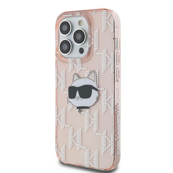 Husa pentru Apple iPhone 14 Pro Max, Karl Lagerfeld, IML Luxury Monogram Choupette's Head, Roz