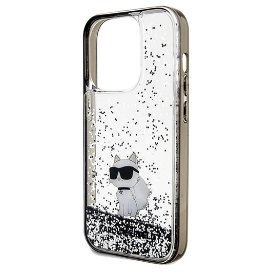 Husa pentru Apple iPhone 14 Pro Max, Karl Lagerfeld, Liquid Glitter Choupette, Transparenta
