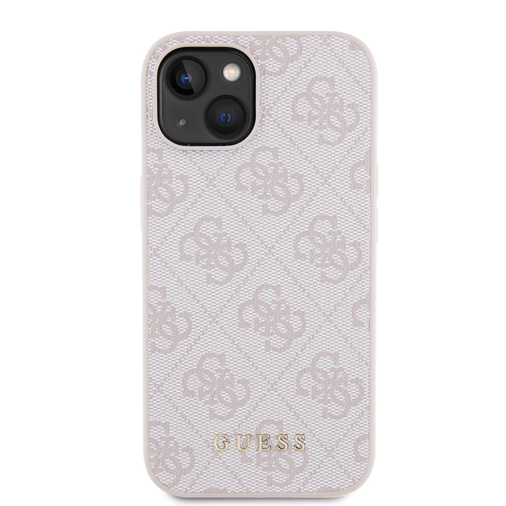Husa pentru Apple iPhone 15, Guess, 4G Metal Gold Logo, Roz