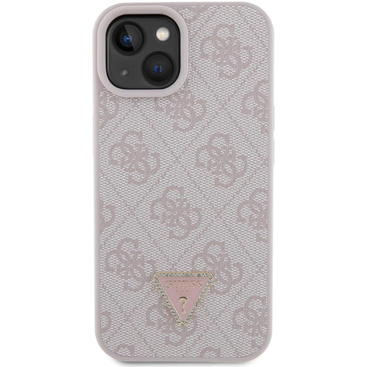 Husa pentru Apple iPhone 15, Guess, 4G Triangle Strass, Roz