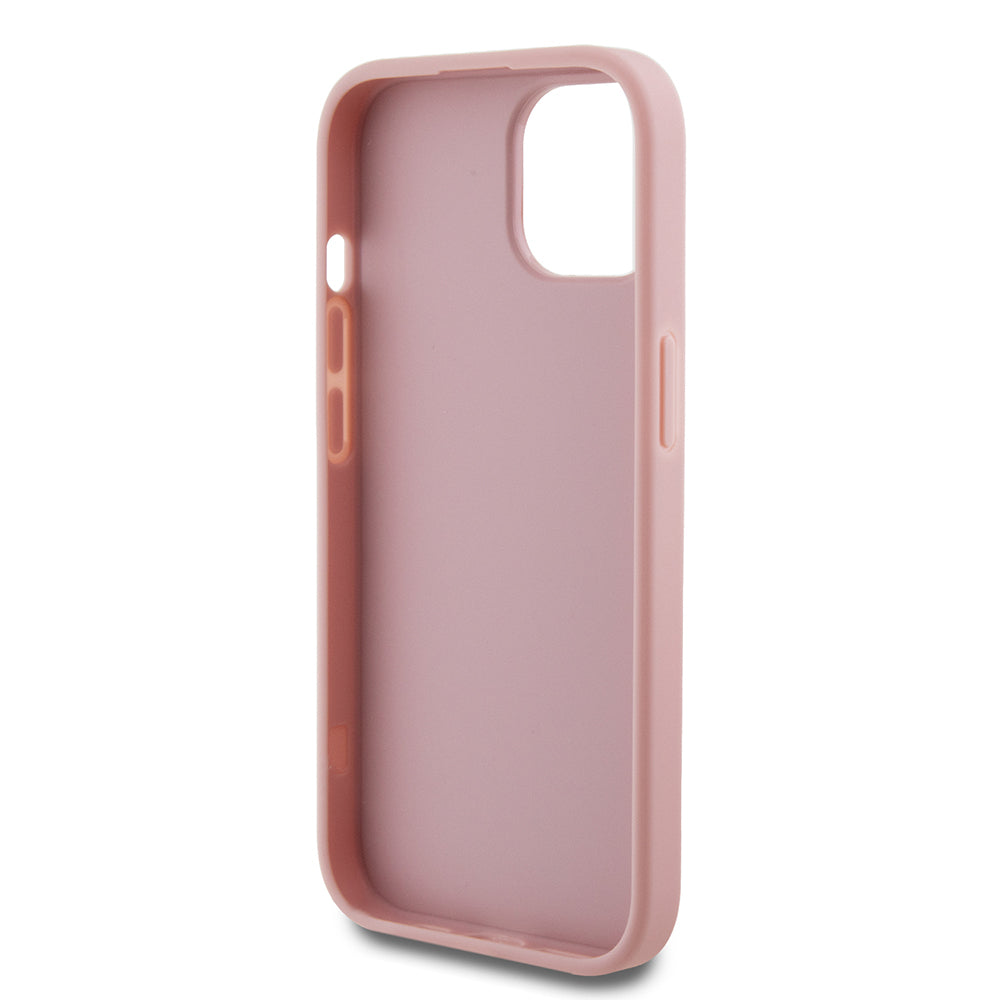 Husa pentru Apple iPhone 15, Guess, Glitter Big 4G Script, Roz