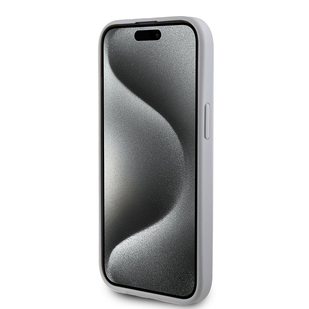 Husa pentru Apple iPhone 15, Guess, Strass Metal Logo, Argintie