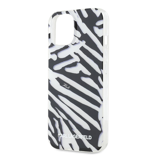 Husa pentru Apple iPhone 15, Karl Lagerfeld, IML Luxury Zebra Pattern with Strap, Neagra