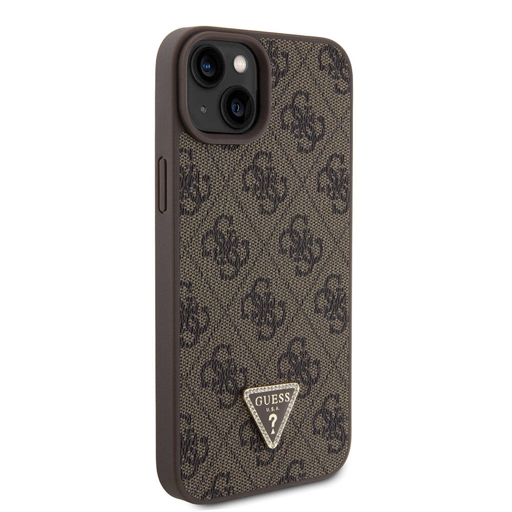 Husa pentru Apple iPhone 15 Plus, Guess, Crossbody 4G Metal Logo, Maro