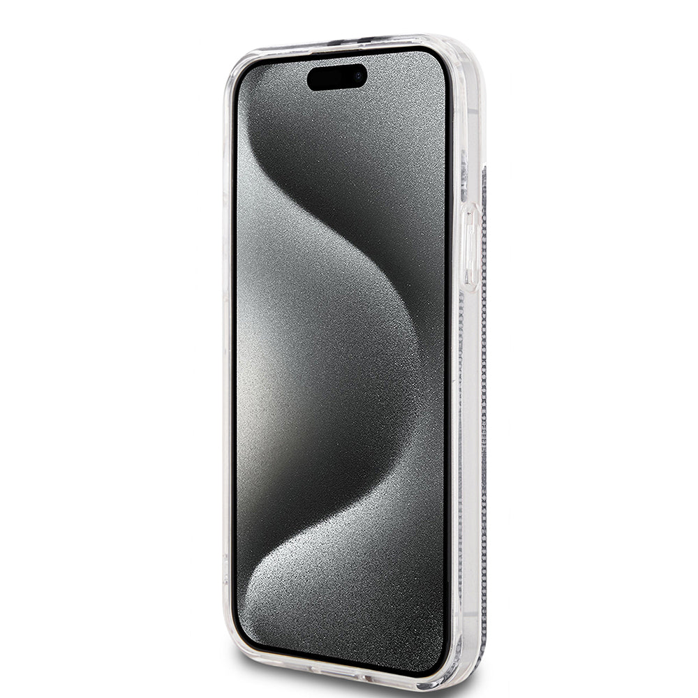 Husa pentru Apple iPhone 15 Plus, Guess, IML 4G Gold Stripe, Neagra