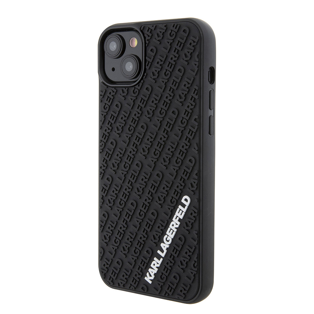 Husa pentru Apple iPhone 15 Plus, Karl Lagerfeld, 3D Rubber Multi Logo, Neagra