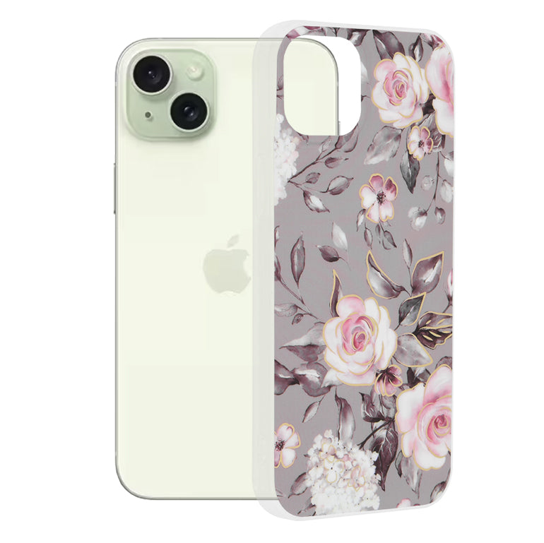 Husa pentru Apple iPhone 15 Plus, Techsuit, Marble, Gri