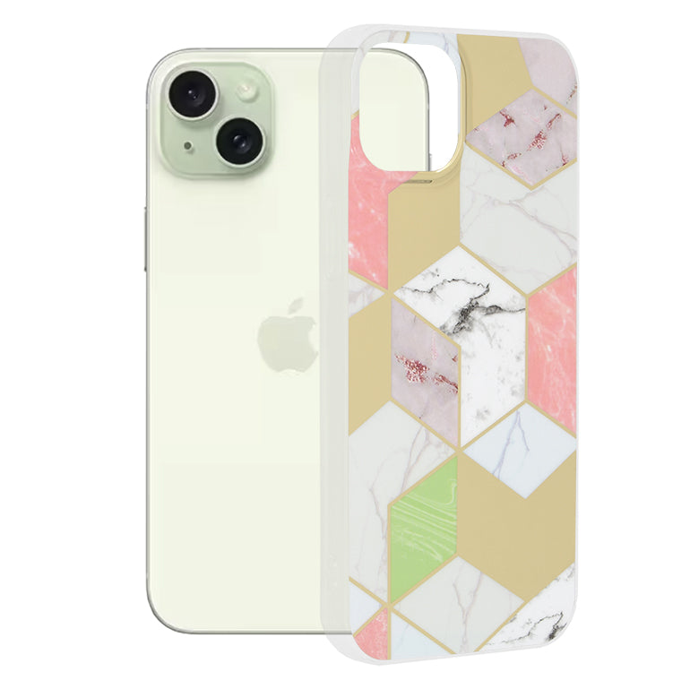 Husa pentru Apple iPhone 15 Plus, Techsuit, Marble, Mov