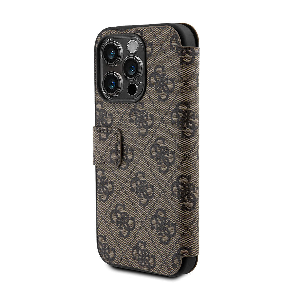 Husa pentru Apple iPhone 15 Pro, Guess, 4G Book, Maro
