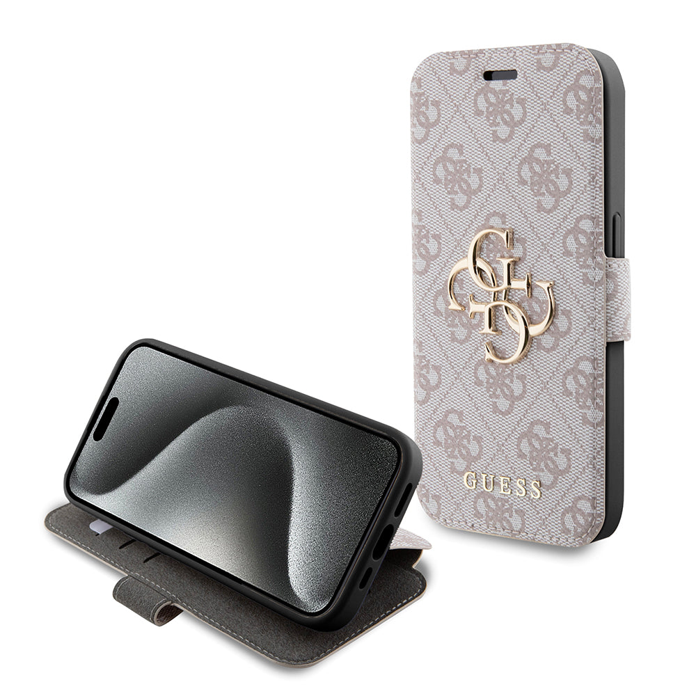 Husa pentru Apple iPhone 15 Pro, Guess, 4G Book, Roz