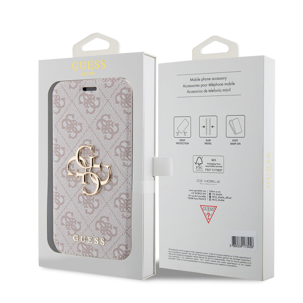 Husa pentru Apple iPhone 15 Pro, Guess, 4G Book, Roz