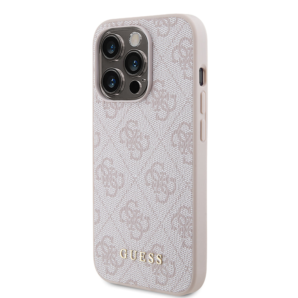 Husa pentru Apple iPhone 15 Pro, Guess, 4G Metal Gold Logo, Roz