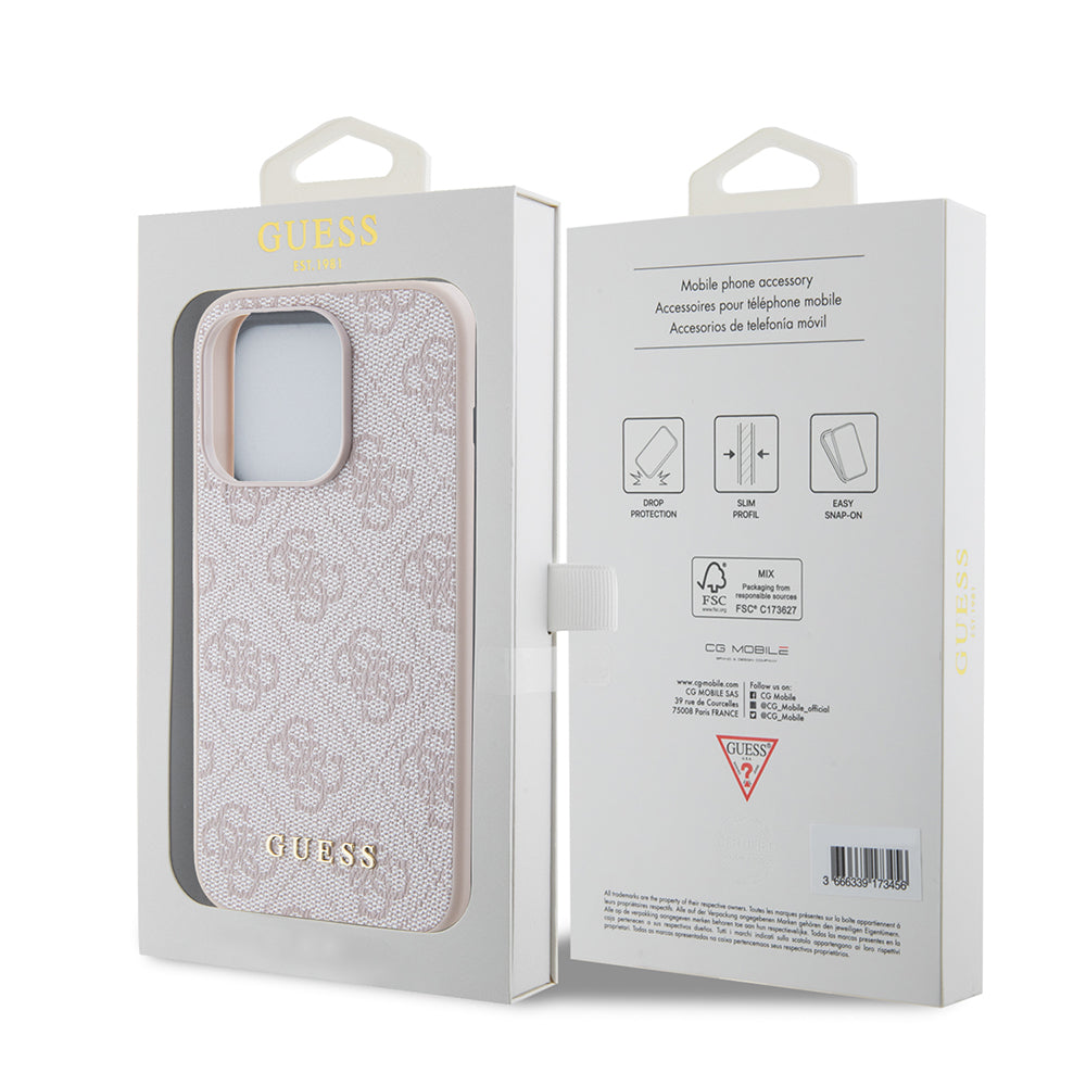 Husa pentru Apple iPhone 15 Pro, Guess, 4G Metal Gold Logo, Roz