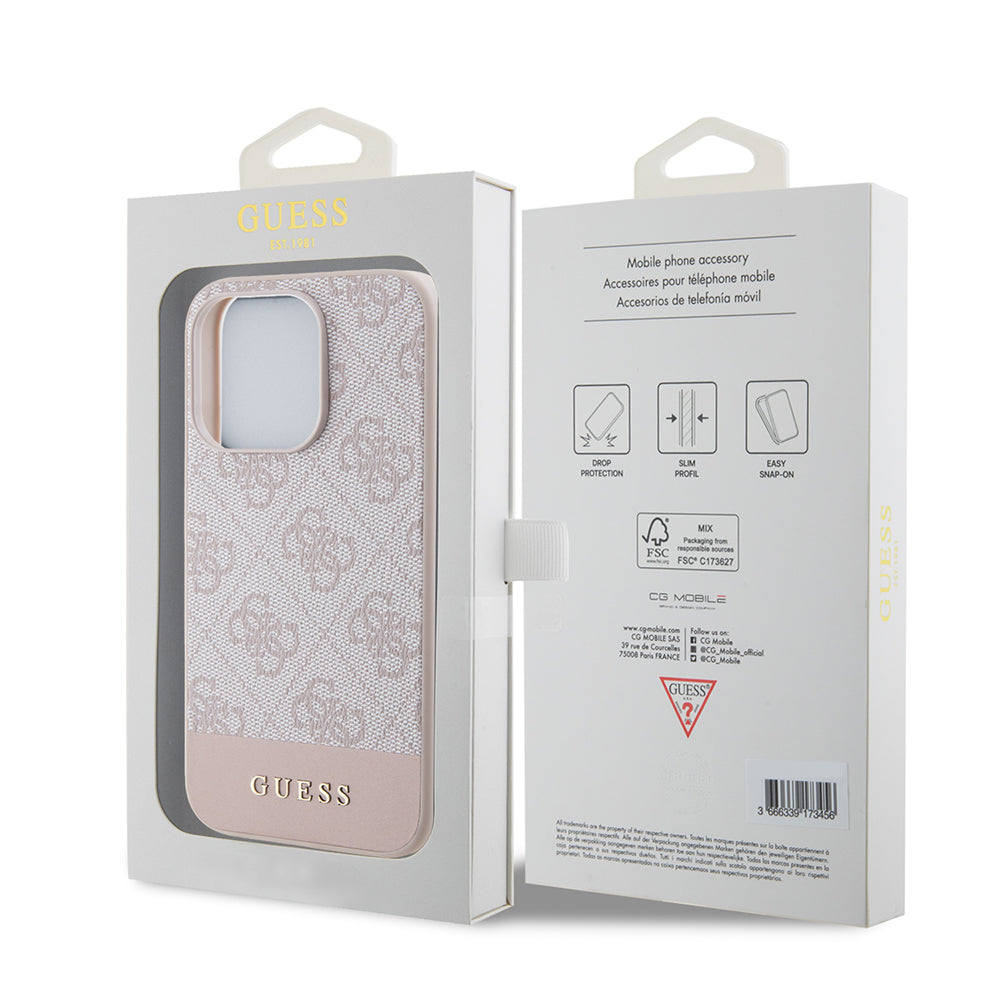 Husa pentru Apple iPhone 15 Pro, Guess, 4G Stripe, Roz