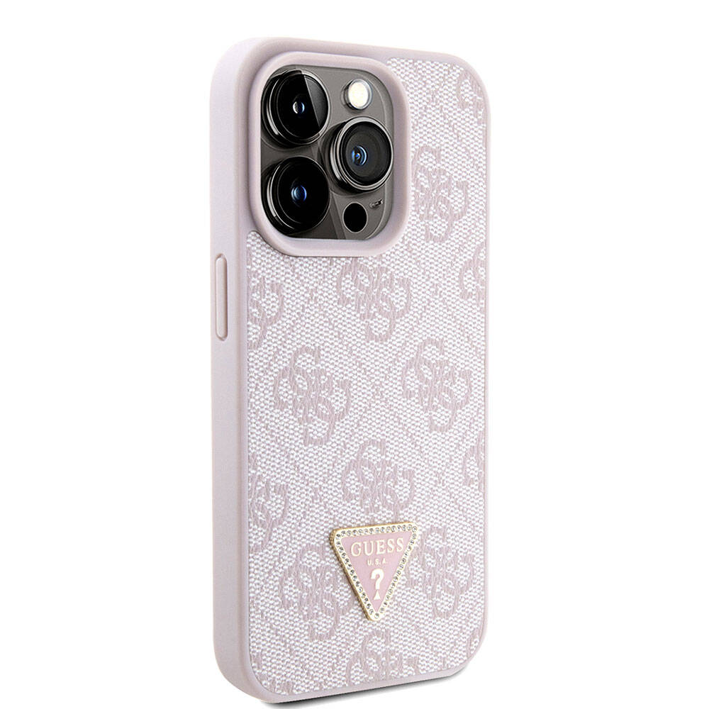 Husa pentru Apple iPhone 15 Pro, Guess, Crossbody 4G Metal Logo, Roz