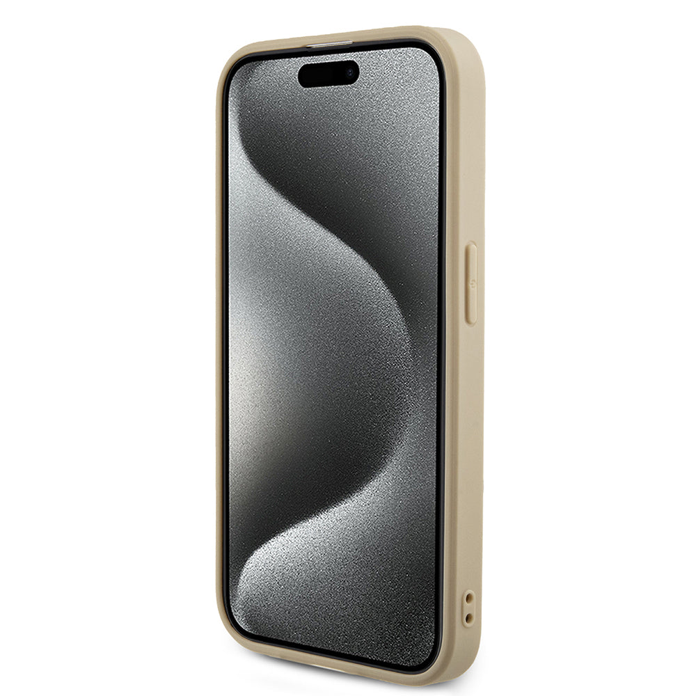Husa pentru Apple iPhone 15 Pro, Guess, Saffiano Iridescent Script, Aurie