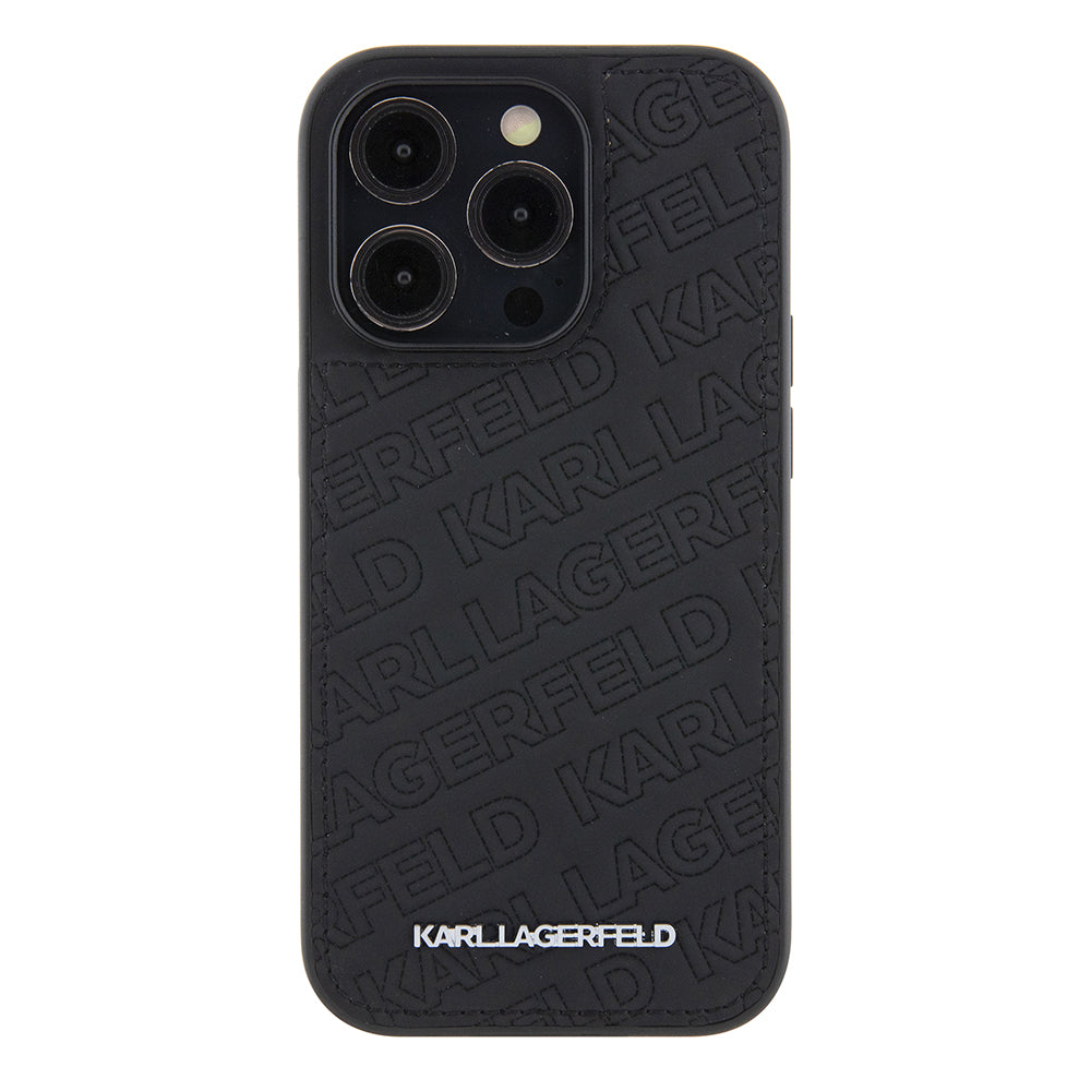 Husa pentru Apple iPhone 15 Pro, Karl Lagerfeld, Diagonal Quilted K Pattern, Neagra