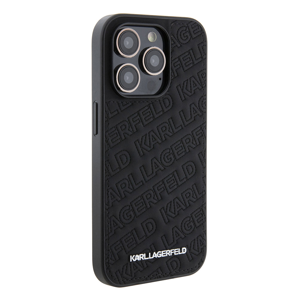 Husa pentru Apple iPhone 15 Pro, Karl Lagerfeld, Diagonal Quilted K Pattern, Neagra