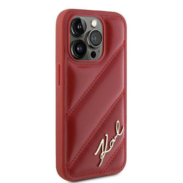 Husa pentru Apple iPhone 15 Pro, Karl Lagerfeld, Diagonal Quilted Script, Rosie