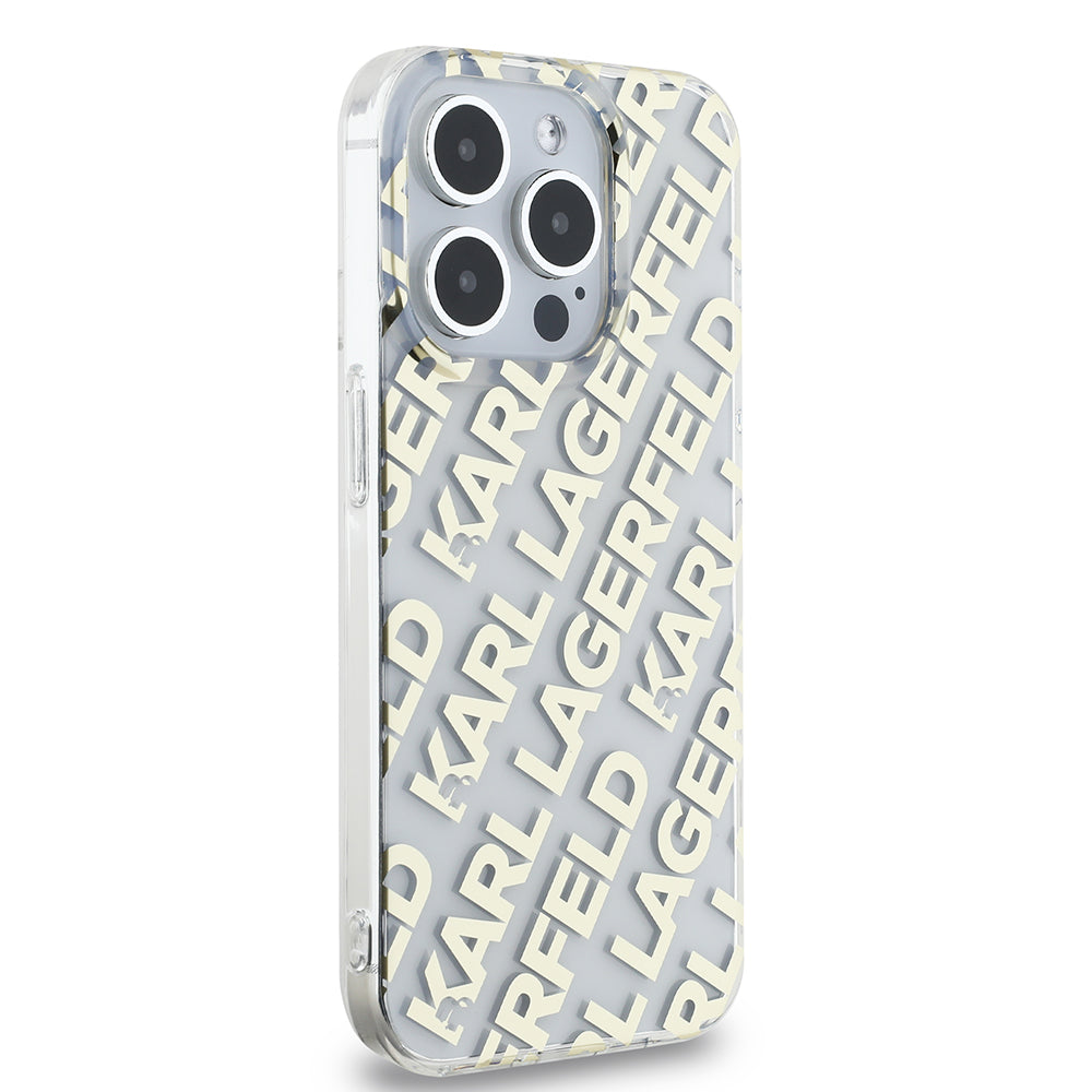 Husa pentru Apple iPhone 15 Pro, Karl Lagerfeld, IML Luxury Monogram KL Pattern with Strap, Neagra