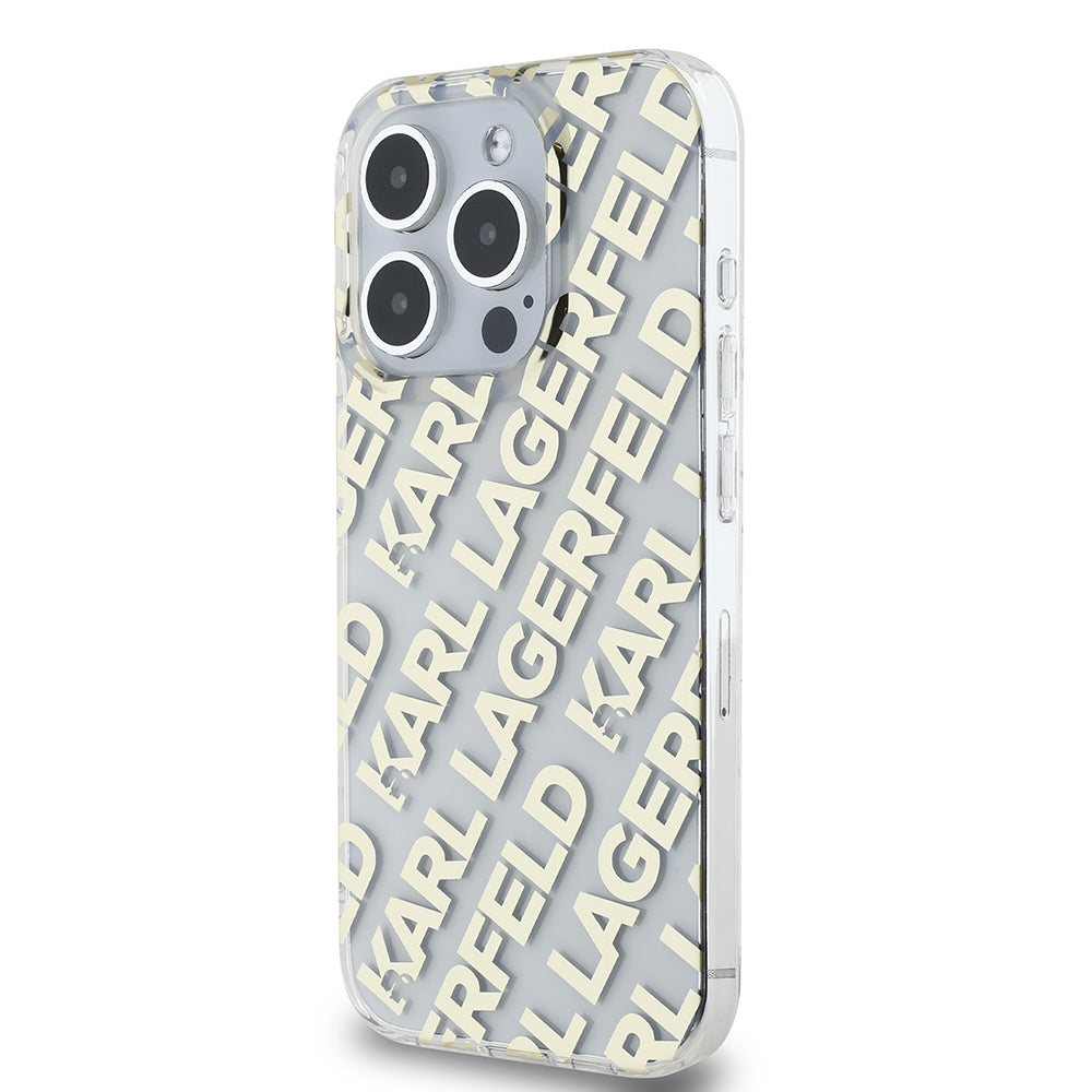 Husa pentru Apple iPhone 15 Pro, Karl Lagerfeld, IML Luxury Monogram KL Pattern with Strap, Neagra