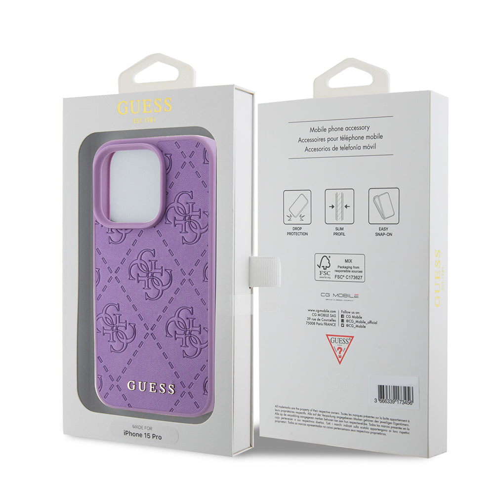 Husa pentru Apple iPhone 15 Pro Max, Guess, 4G Stamped, Mov Deschis