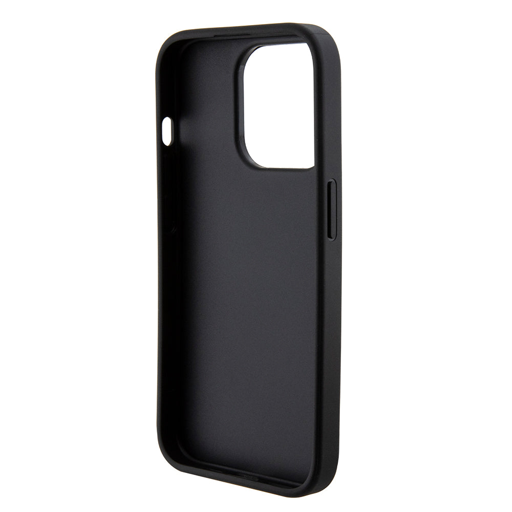 Husa pentru Apple iPhone 15 Pro Max, Guess, Grip Stand 4G Saffiano Strass, Neagra