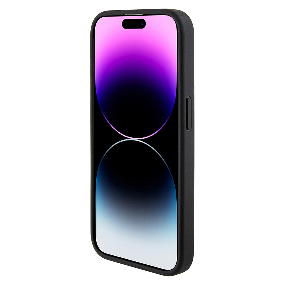 Husa pentru Apple iPhone 15 Pro Max, Guess, Grip Stand 4G Triangle Strass, Neagra
