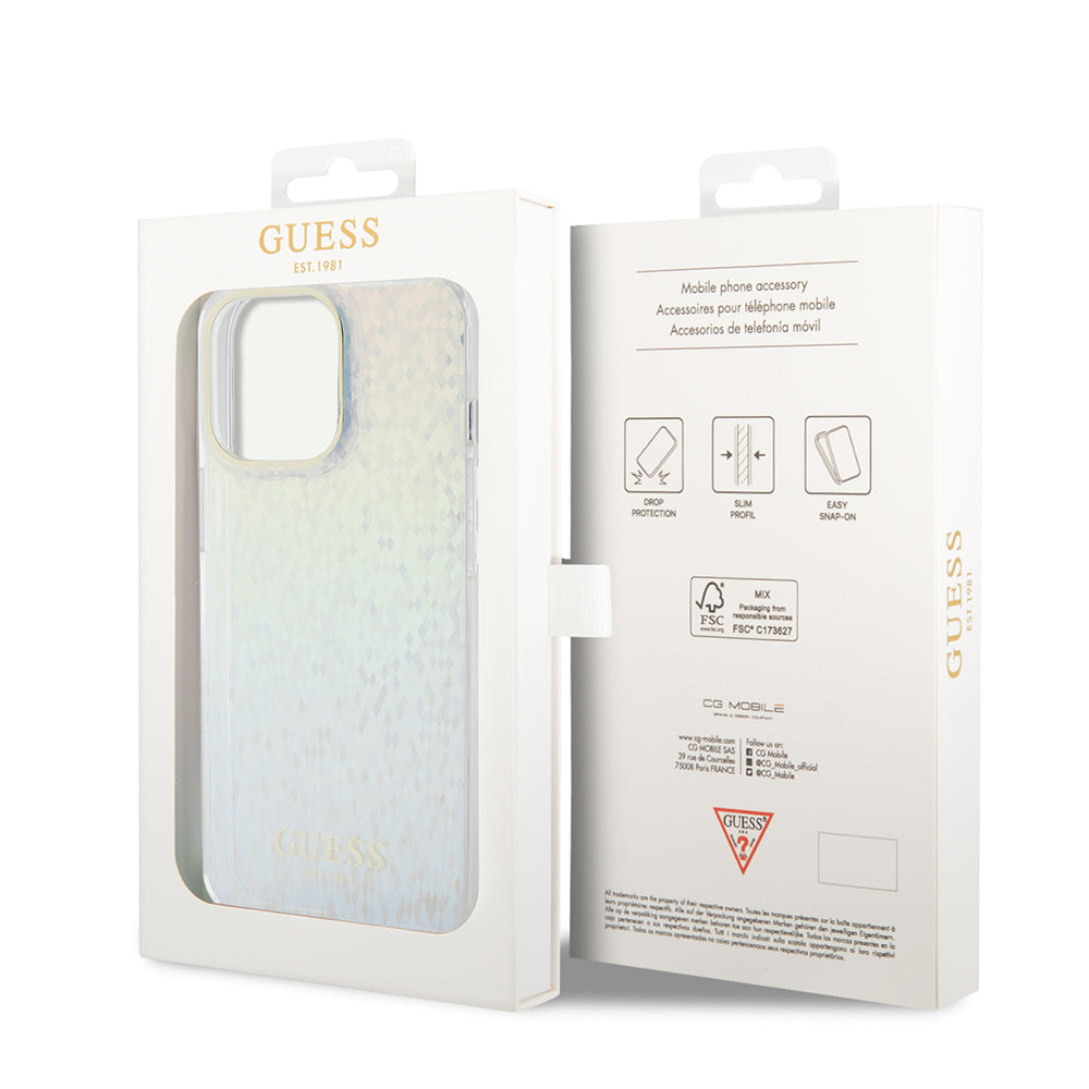 Husa pentru Apple iPhone 15 Pro Max, Guess, IML Faceted Mirror Disco Iridescent, Multicolor