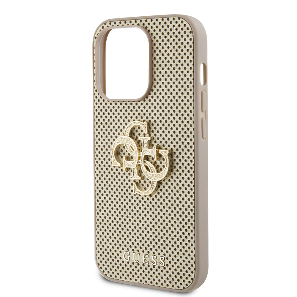 Husa pentru Apple iPhone 15 Pro Max, Guess, Perforated 4G, Aurie