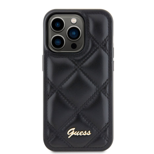 Husa pentru Apple iPhone 15 Pro Max, Guess, Quilted Metal Logo, Neagra