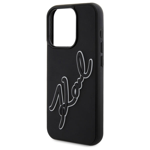 Husa pentru Apple iPhone 15 Pro Max, Karl Lagerfeld, 3D Rubber Signature, Neagra